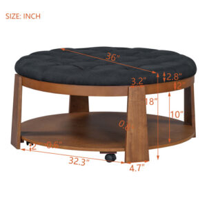 Round Footstool Coffee Table - Image 3