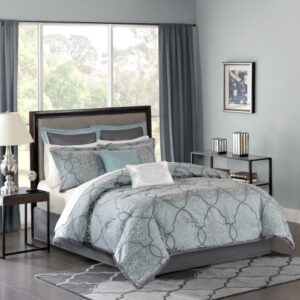 12 Piece Comforter Set With Cotton Bed Sheets Blue Queen - Image 4