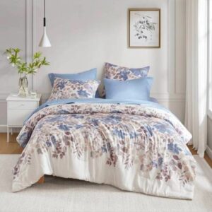 Floral Comforter Set With Bed Sheets Blue Queen - Image 7