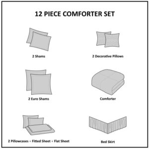 12 Piece Comforter Set With Cotton Bed Sheets Silver King - Image 2