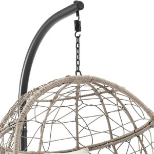 Patio Swing Egg Chair Basket Rattan Hanging Lounge Chair with Stand and Cushions - Image 2