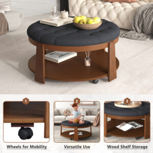 Round Footstool Coffee Table - Image 7